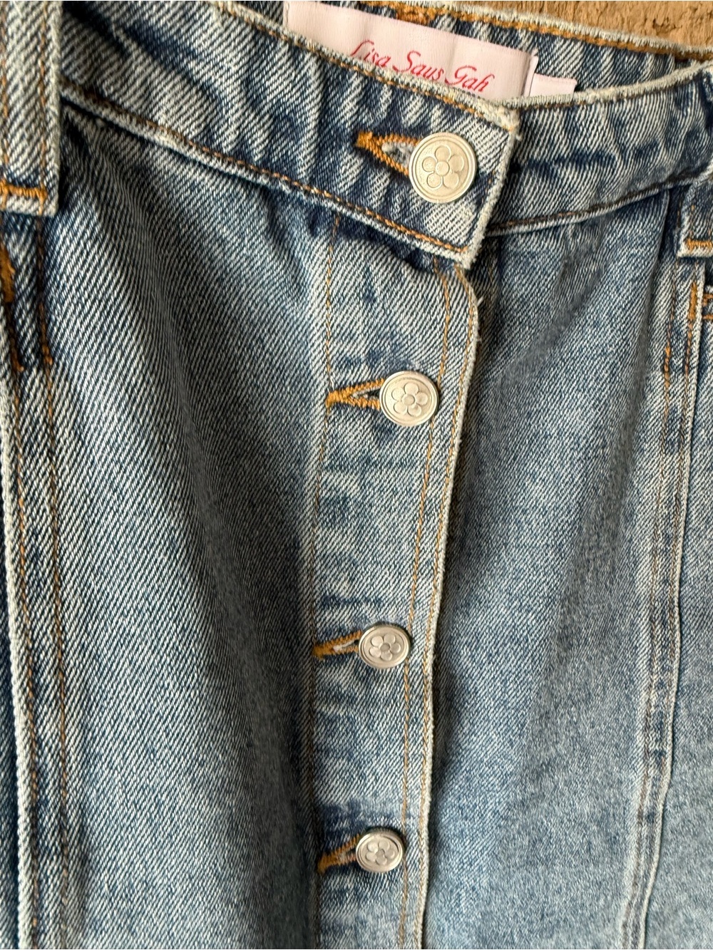 Lisa Says Gah Light Blue Button-Front Denim Maxi Skirt - Picture 3 of 4